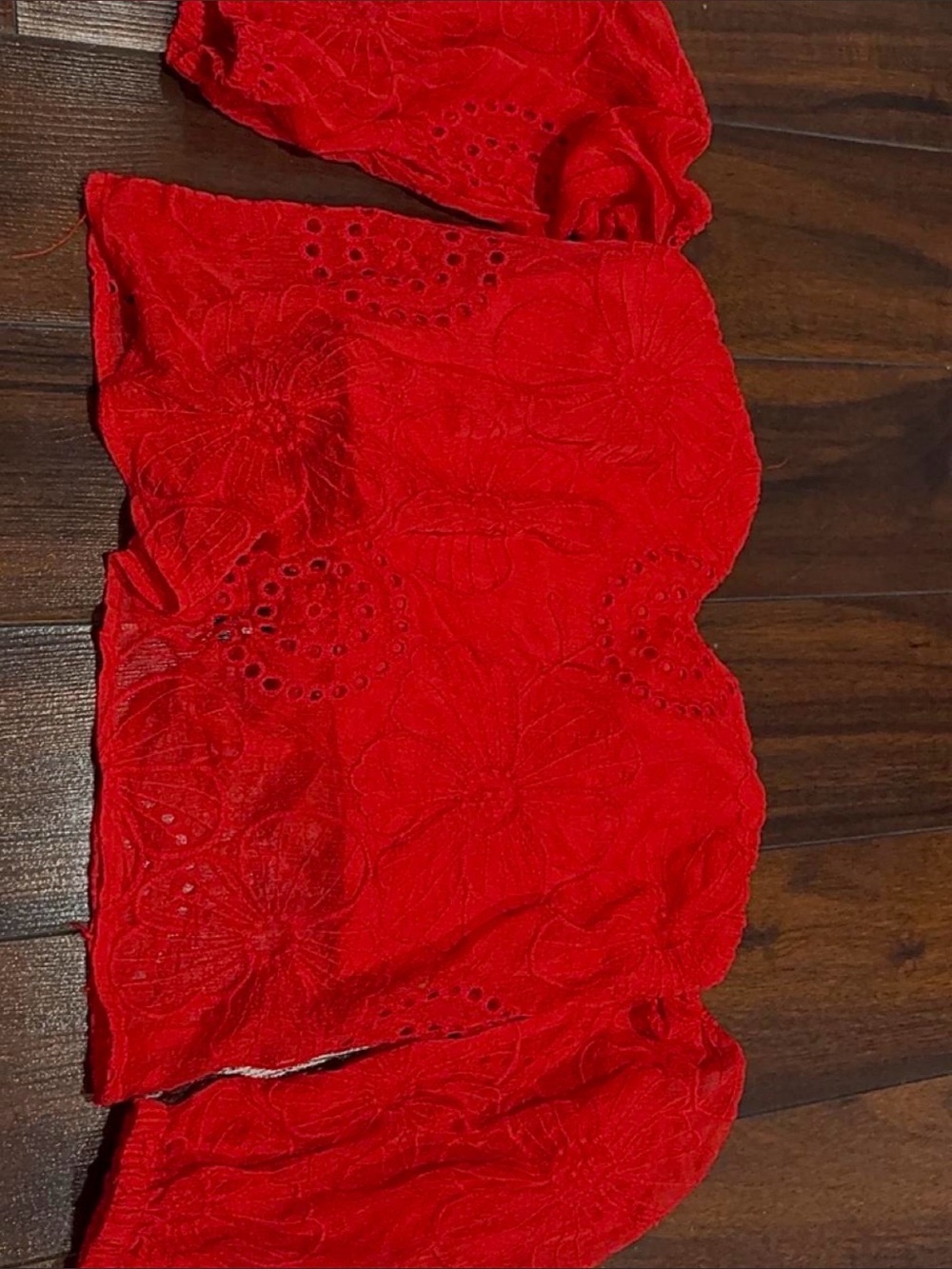 Guess Red Eyelet Strapless Top